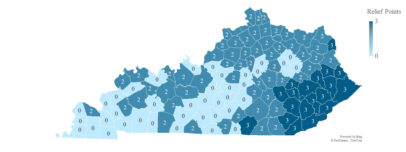 Kentucky county runoff points